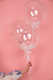 Trio Bubble with feathers